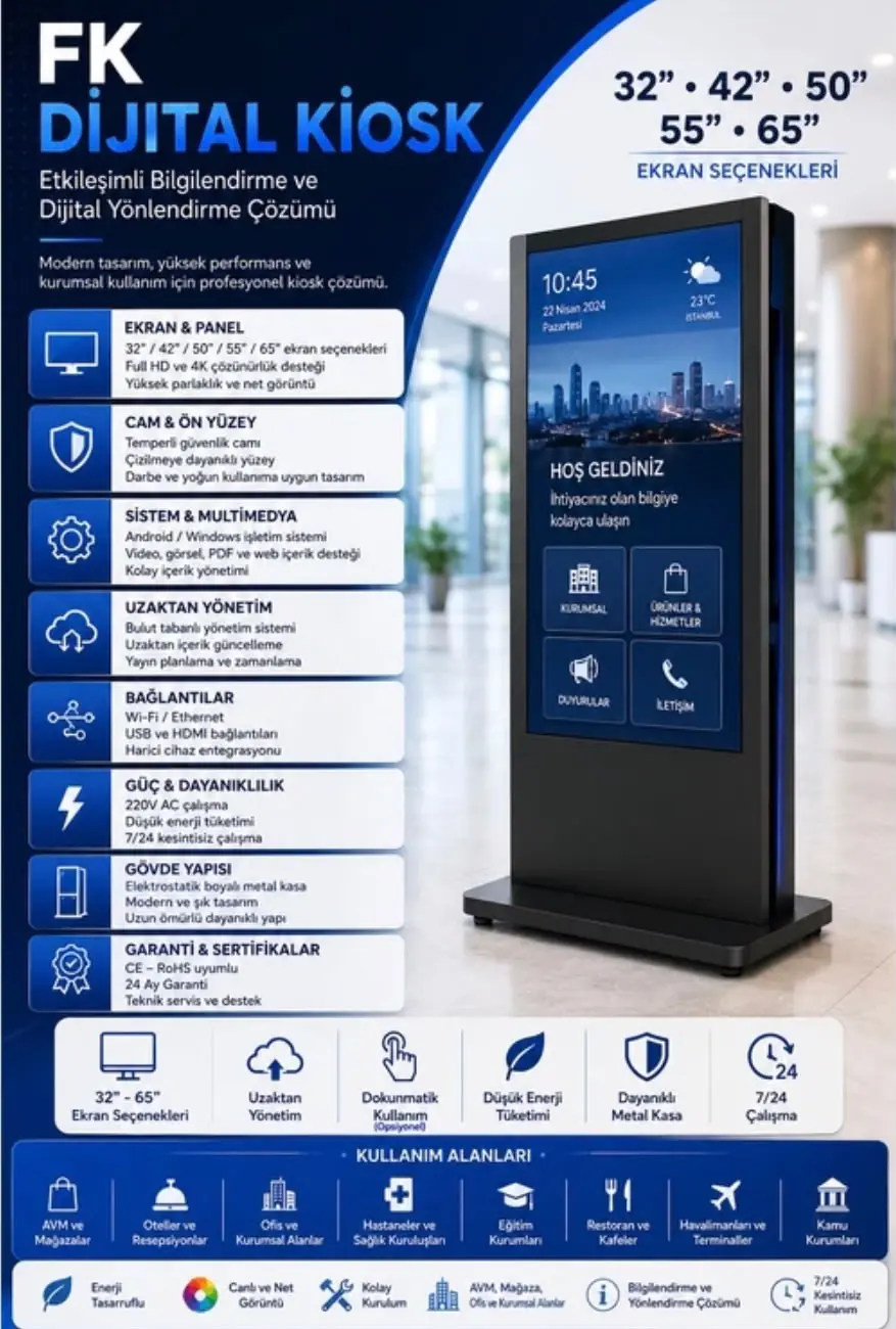 FK Kiosk 32" Dijital Totem Kiosk